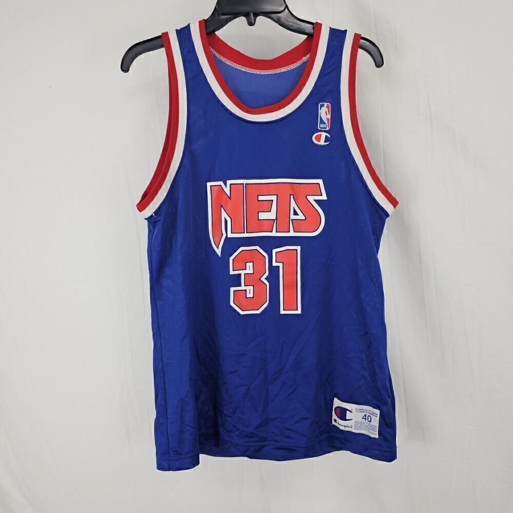 Vintage 90s Champion New Jersey Nets Ed O’Bannon 31 Jersey Mens 40 L